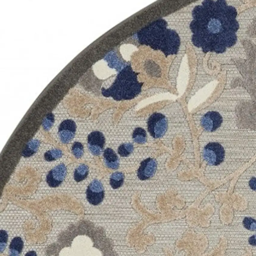 5' Blue And Gray Round Indoor Outdoor Area Rug Photo 3