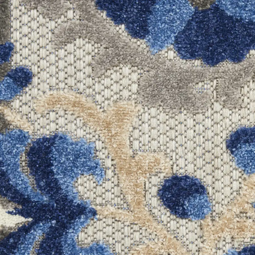 5' Blue And Gray Round Indoor Outdoor Area Rug Photo 9