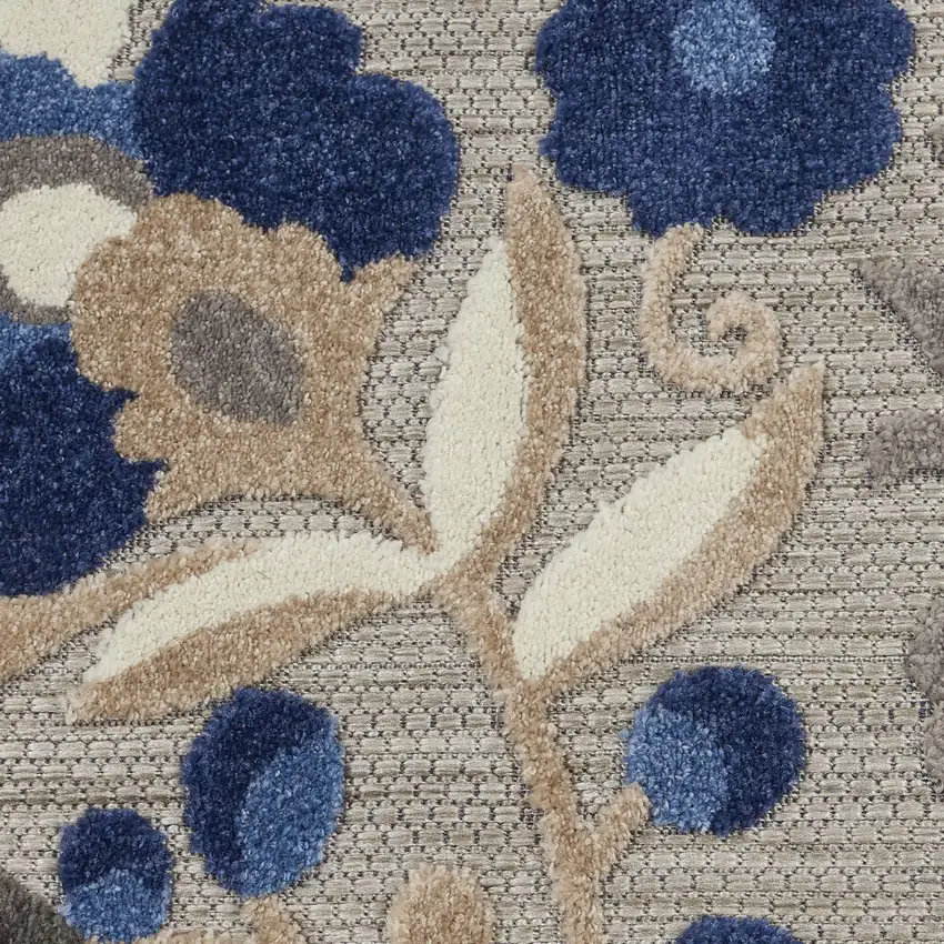 8' Blue And Gray Round Indoor Outdoor Area Rug Photo 9