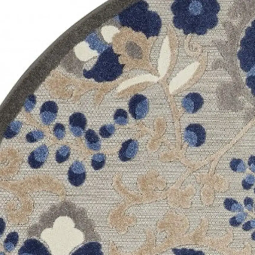 8' Blue And Gray Round Indoor Outdoor Area Rug Photo 3