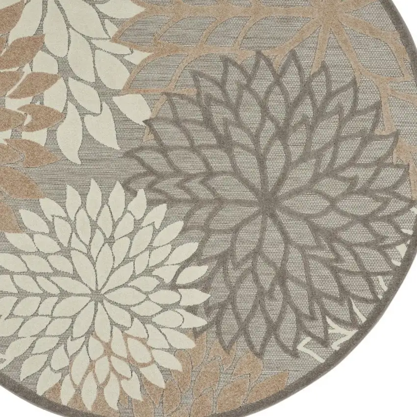 5' Gray And Ivory Round Indoor Outdoor Area Rug Photo 4