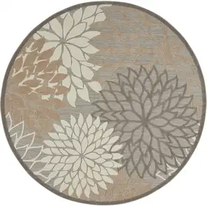 Photo of Round Natural and Gray Indoor Outdoor Area Rug