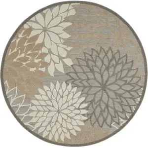Photo of Round Natural and Gray Indoor Outdoor Area Rug