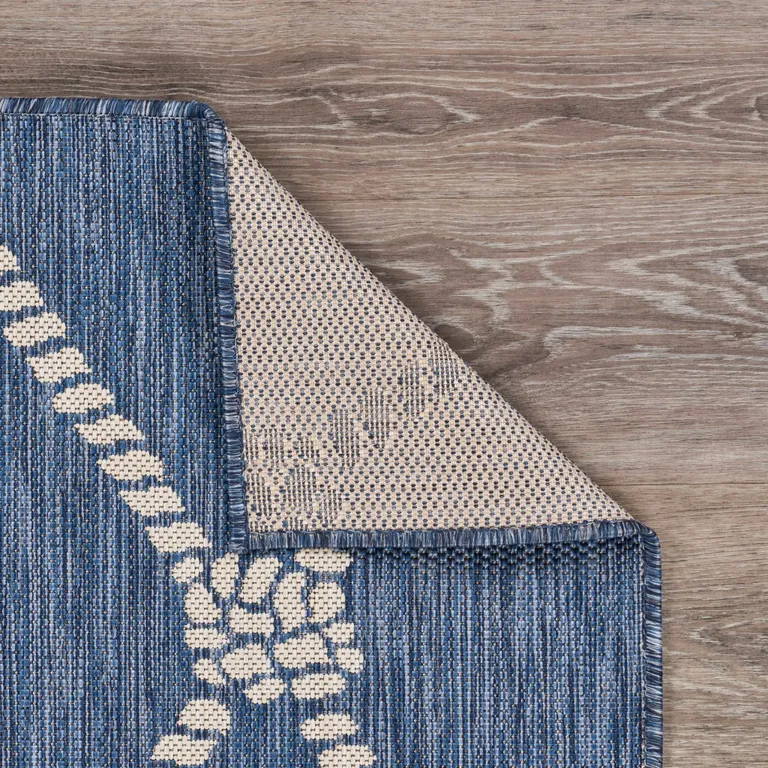 Round Navy Knot Indoor Outdoor Area Rug Photo 4