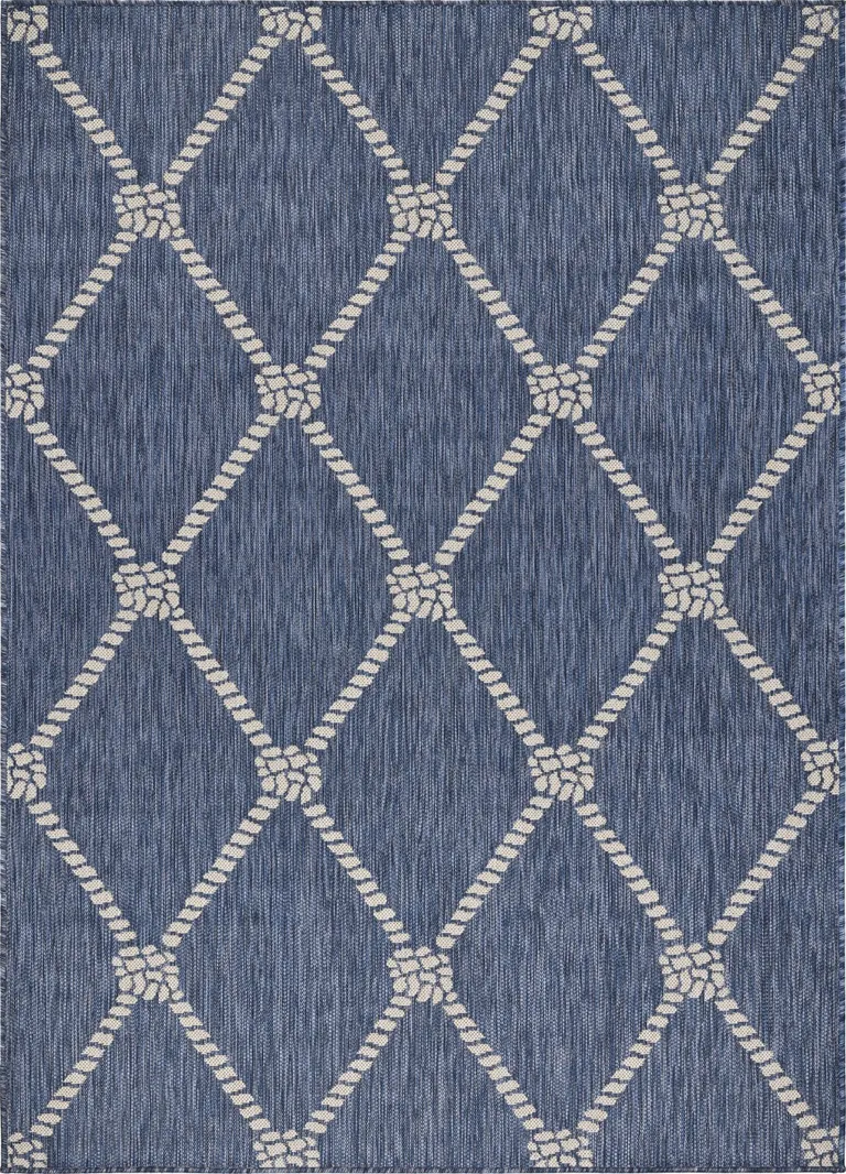 Round Navy Knot Indoor Outdoor Area Rug Photo 1