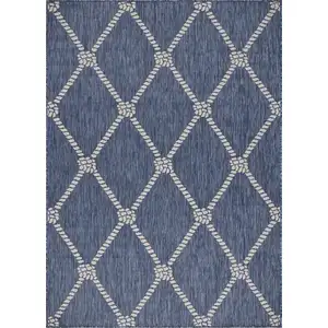 Photo of Round Navy Knot Indoor Outdoor Area Rug