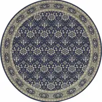 Photo of Round Navy and Gray Floral Ditsy Area Rug
