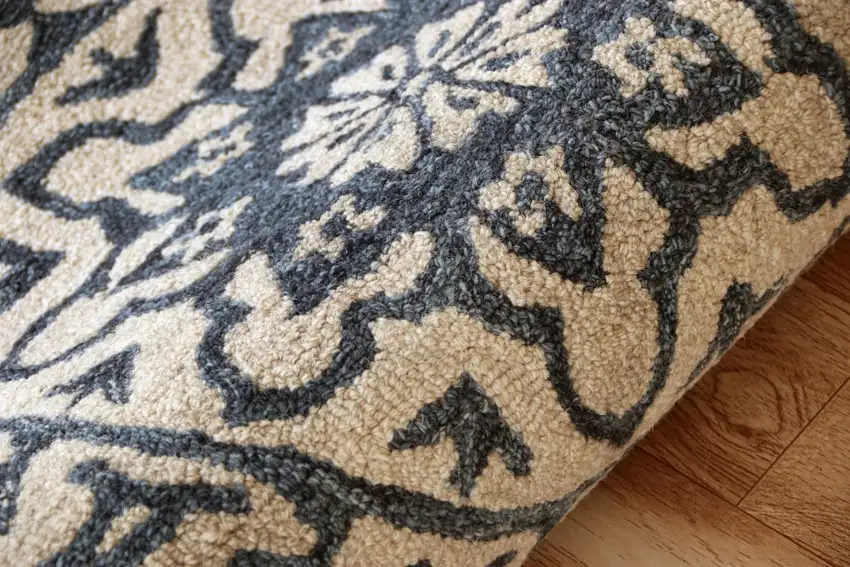 Round Navy and White Decorative Area Rug Photo 6