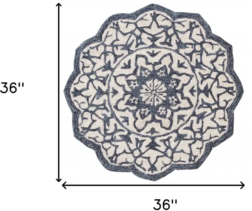 Navy And White Decorative Area Rug Photo 7