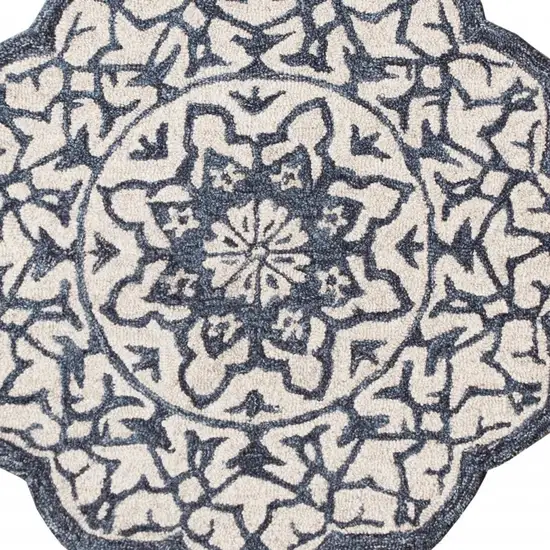 Navy And White Decorative Area Rug Photo 4
