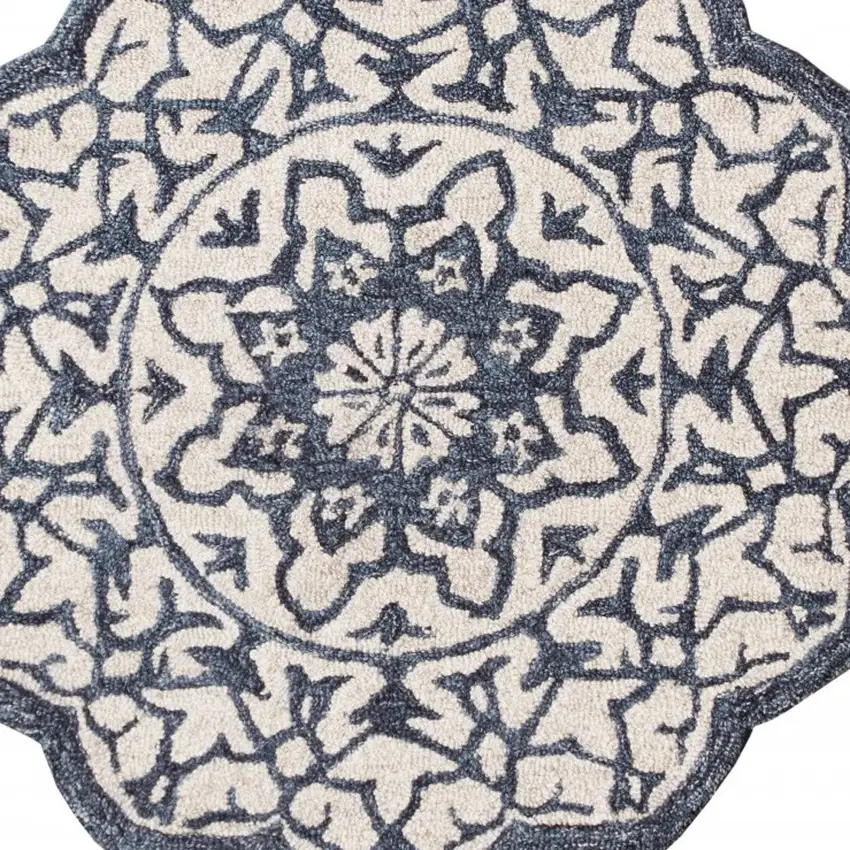 Navy And White Decorative Area Rug Photo 4