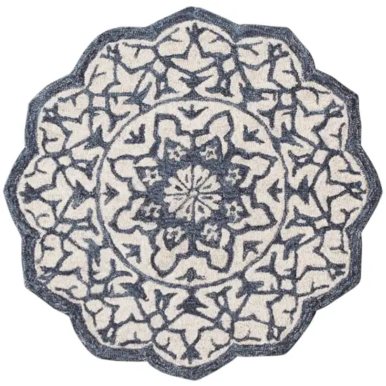 Navy And White Decorative Area Rug Photo 2