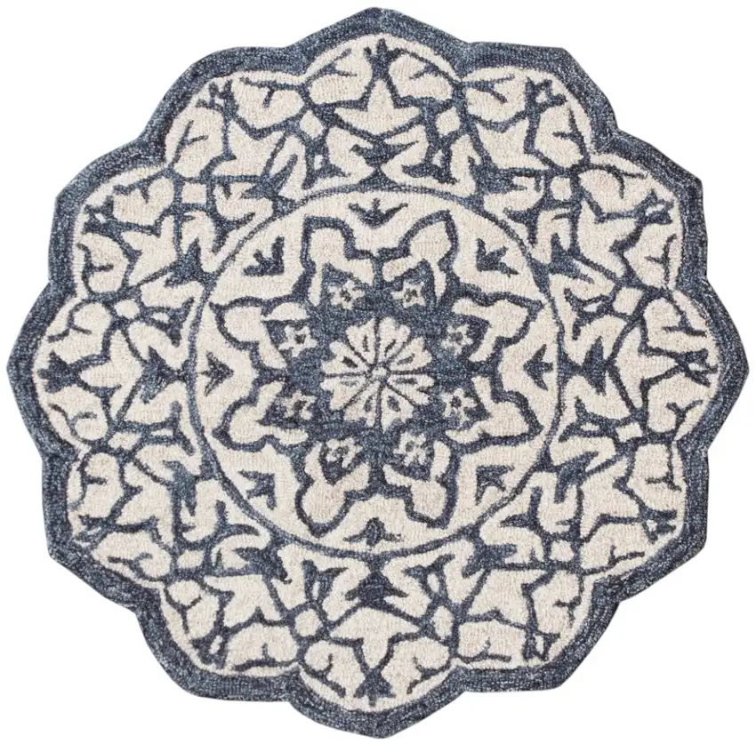 Navy And White Decorative Area Rug Photo 2