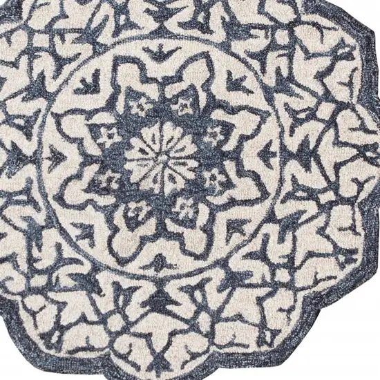Navy And White Decorative Area Rug Photo 3