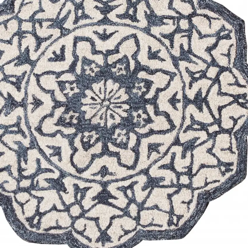 Navy And White Decorative Area Rug Photo 3
