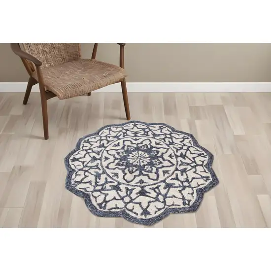 Navy And White Decorative Area Rug Photo 1
