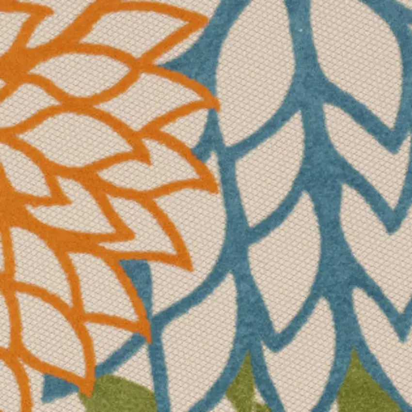 8' Ivory And Blue Round Indoor Outdoor Area Rug Photo 3