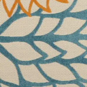 Photo of Round Orange Floral Outdoor Area Rug