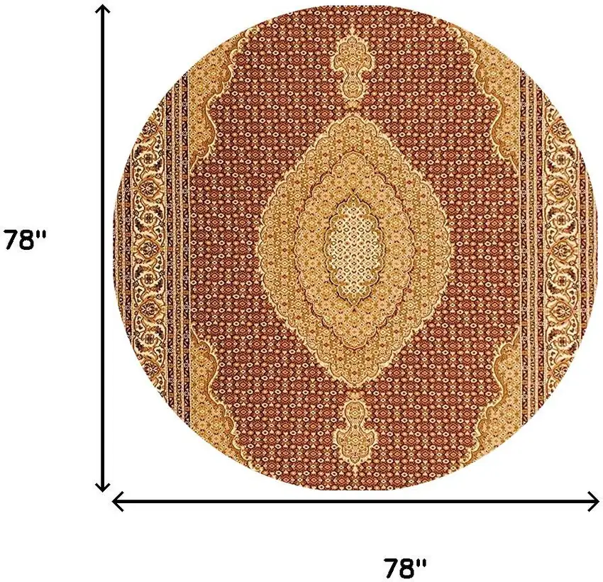 7' Cream Oriental Round Rug Photo 4