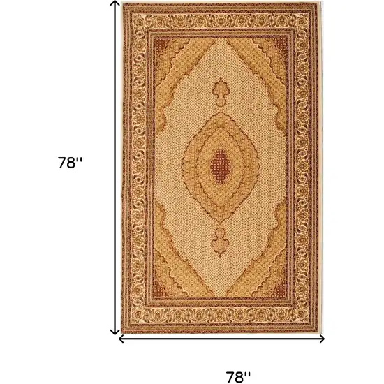 Round Oriental Power Loom Stain Resistant Area Rug Photo 2