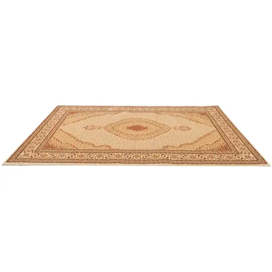 Round Oriental Power Loom Stain Resistant Area Rug Photo 1