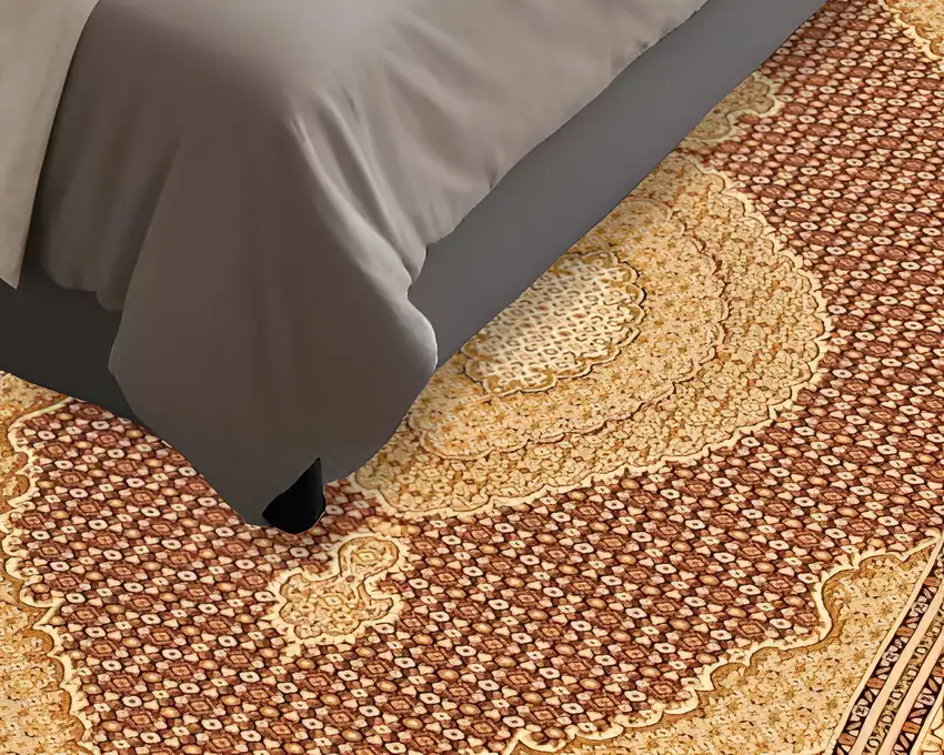 7' Cream Round Oriental Power Loom Area Rug Photo 1
