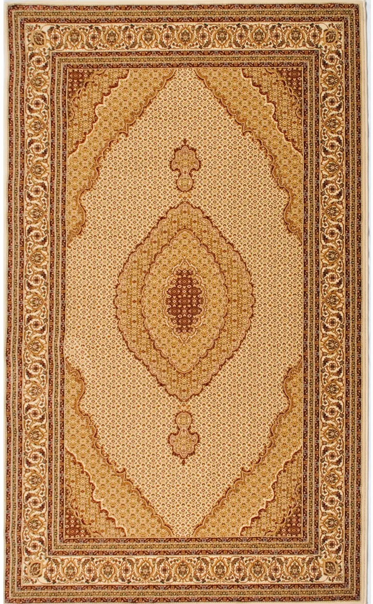 Round Oriental Power Loom Stain Resistant Area Rug Photo 4