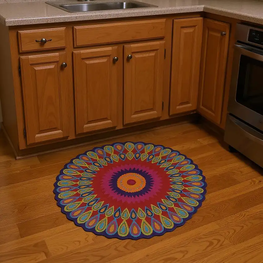 3' Pink Wool Hand Tufted Round Rug Photo 1