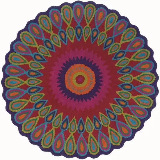 3' Pink Wool Hand Tufted Round Rug Photo 8