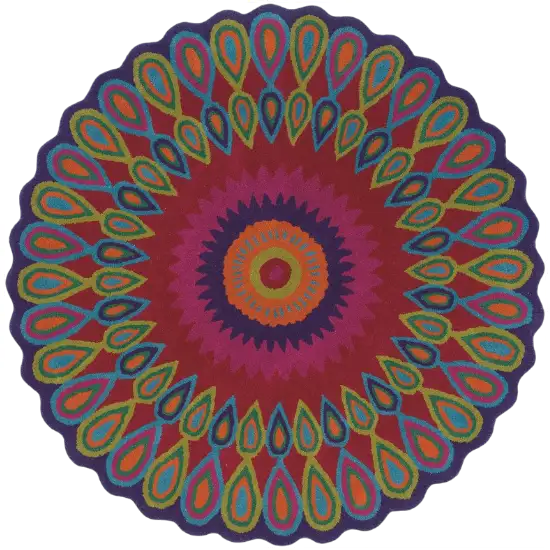 3' Pink Wool Hand Tufted Round Rug Photo 2