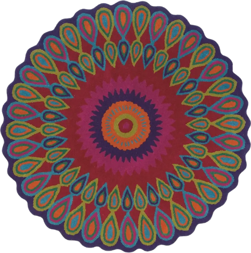 3' Pink Wool Hand Tufted Round Rug Photo 2