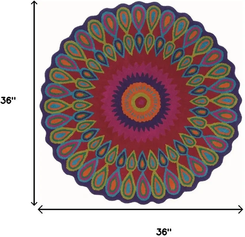 3' Pink Wool Hand Tufted Round Rug Photo 3