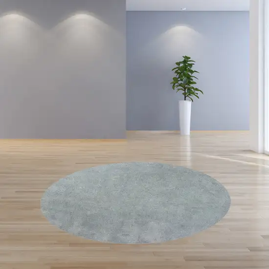 Round  Polyester Blue Heather Area Rug Photo 6