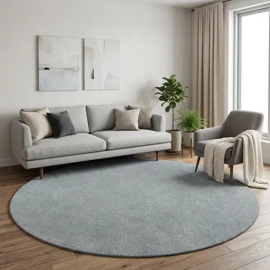 8' Blue Hand Woven Round Rug Photo 1