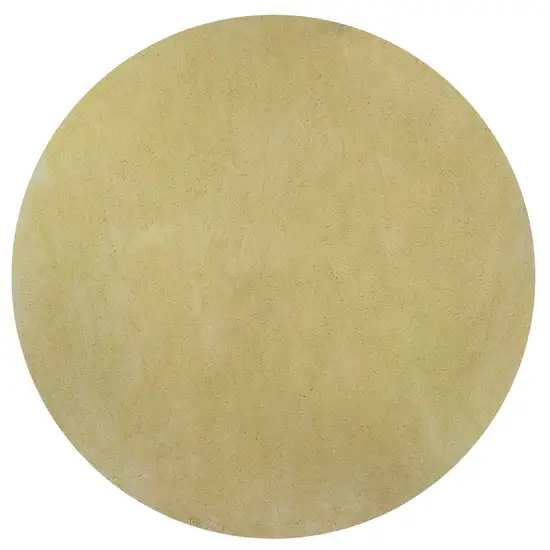Round Polyester Canary Yellow Area Rug Photo 1