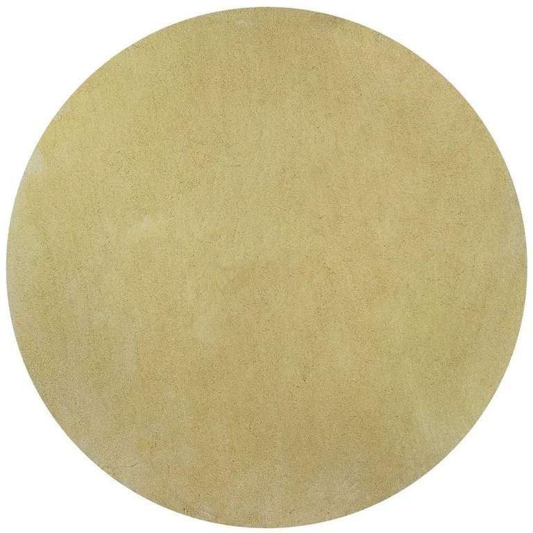 Round  Polyester Canary Yellow Area Rug Photo 5
