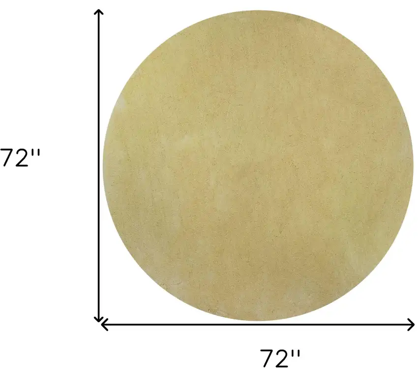 Round  Polyester Canary Yellow Area Rug Photo 7