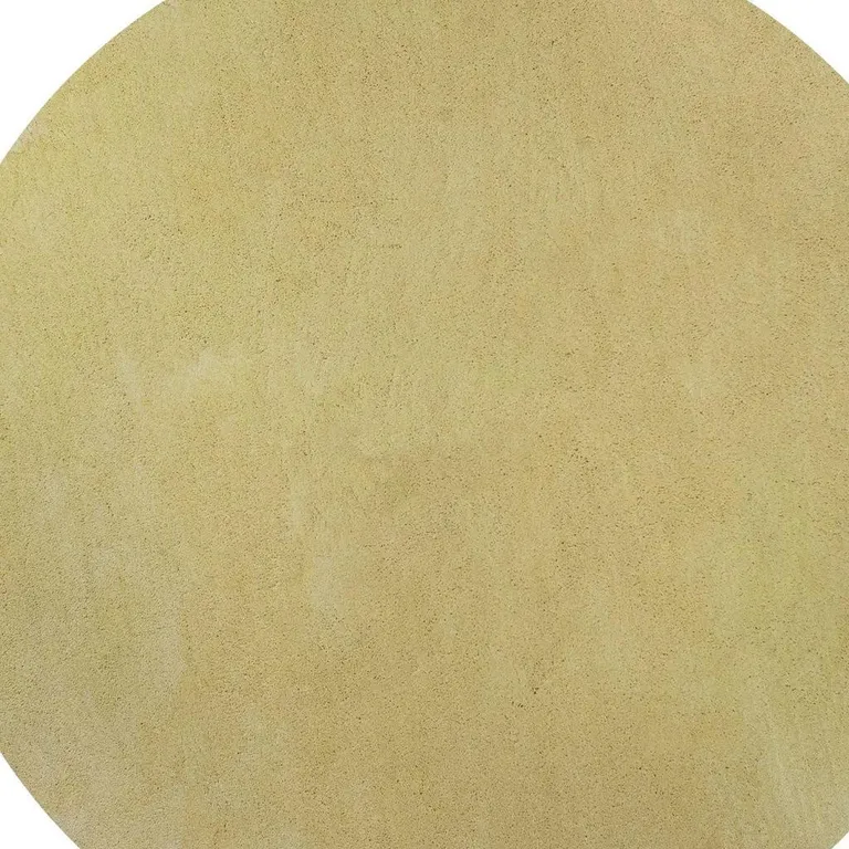 Round  Polyester Canary Yellow Area Rug Photo 4