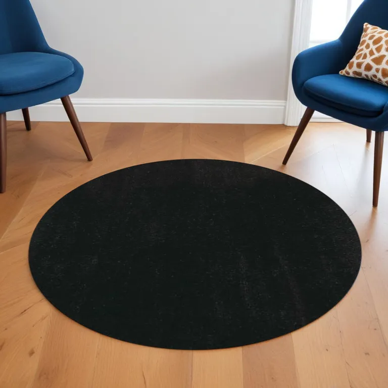 Round  Polyester Espresso Area Rug Photo 4