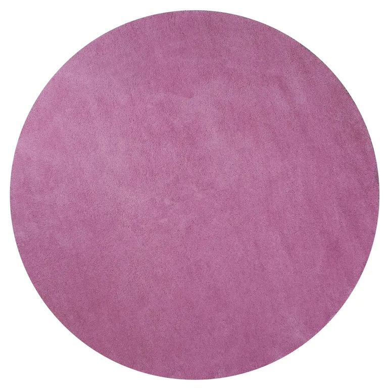 Round Polyester Hot Pink Area Rug Photo 1