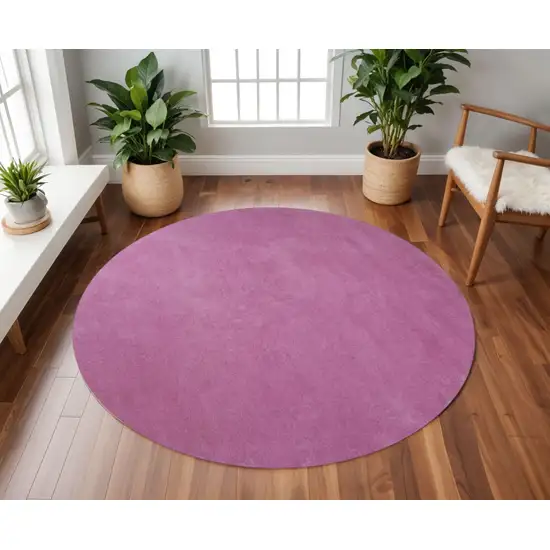 6' Hot Pink Hand Woven Round Rug Photo 1