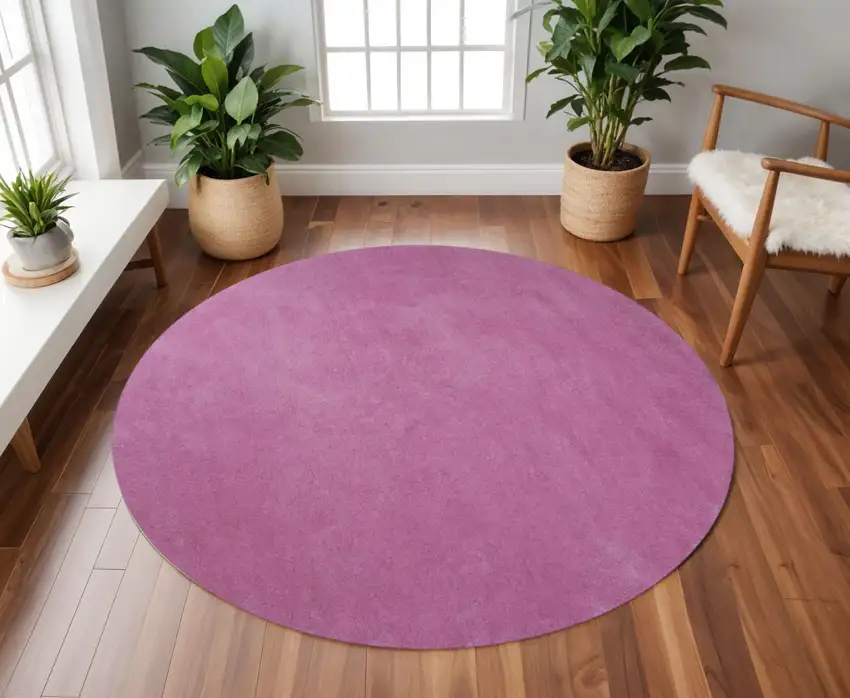 6' Hot Pink Hand Woven Round Rug Photo 1