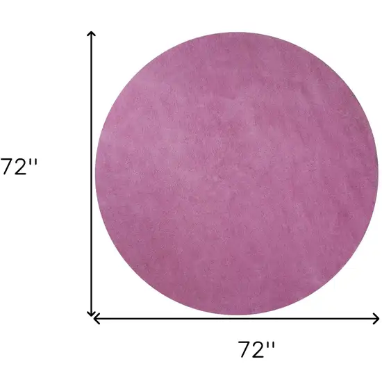 Round Polyester Hot Pink Area Rug Photo 5