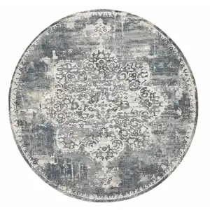 Photo of Round Polyester Ivory Area Rug