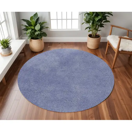 8' Purple Hand Woven Round Rug Photo 1