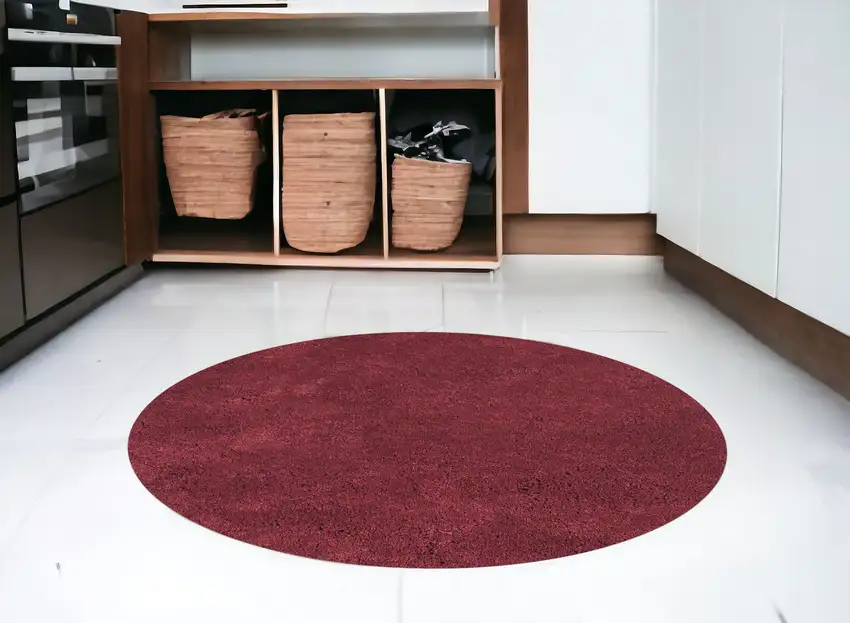 Polyester Red Area Rug Photo 1