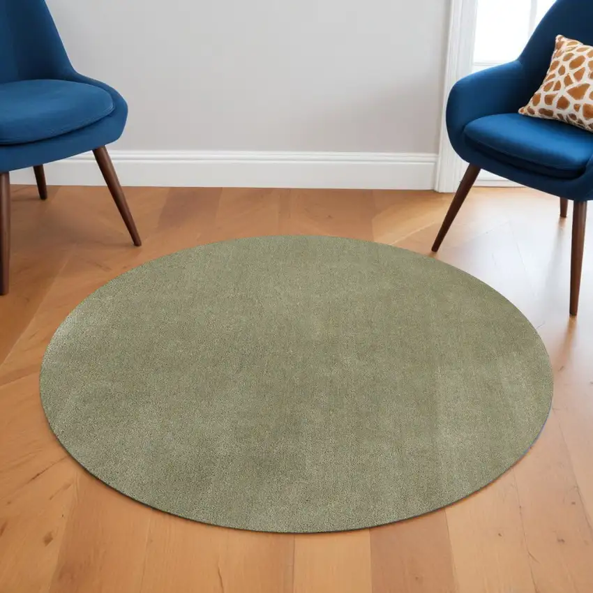 6' Sage Shag Hand Woven Round Rug Photo 1