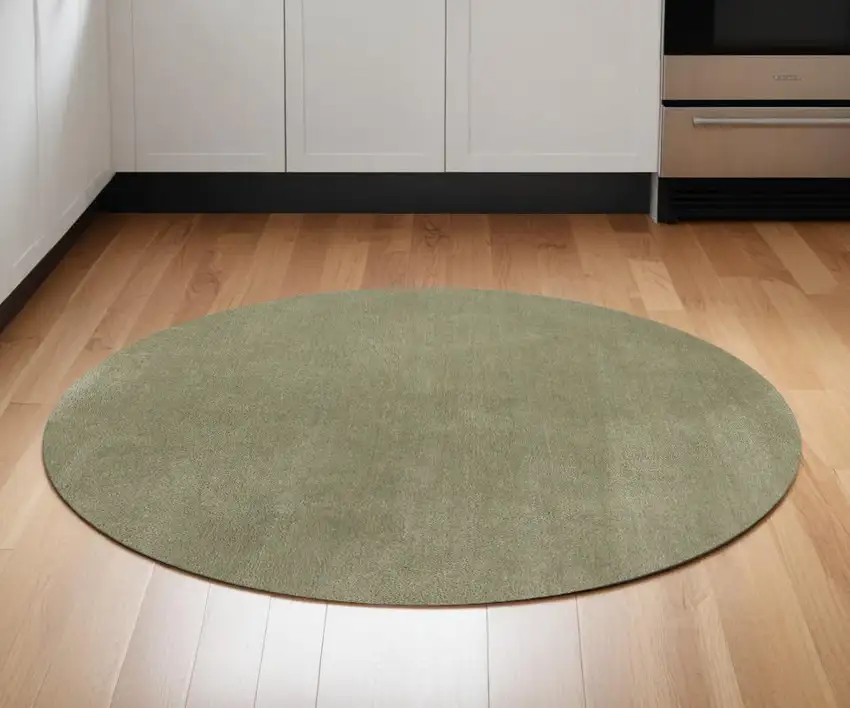 6' Sage Green Round Hand Woven Area Rug Photo 1