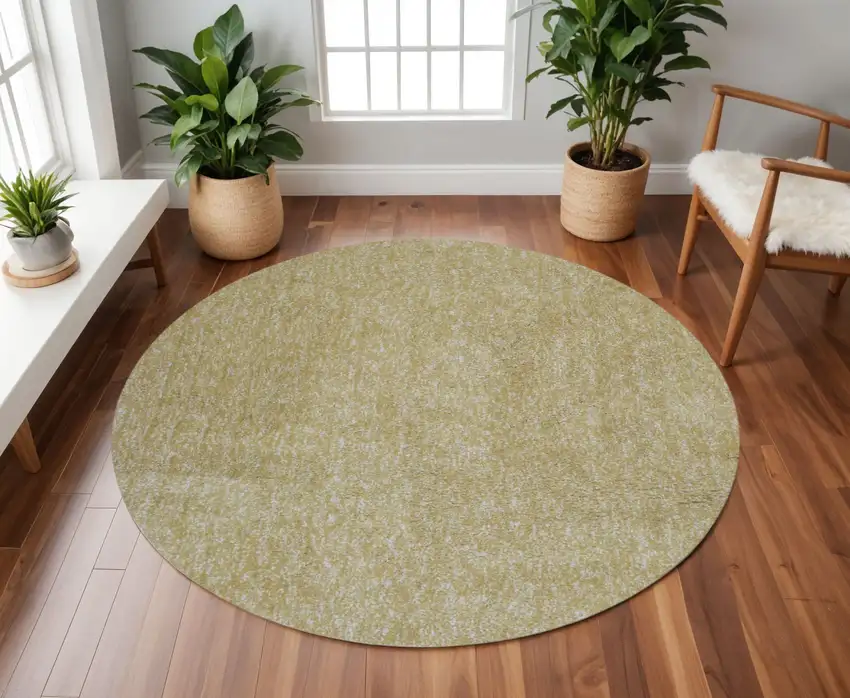 8' Yellow Hand Woven Round Rug Photo 1