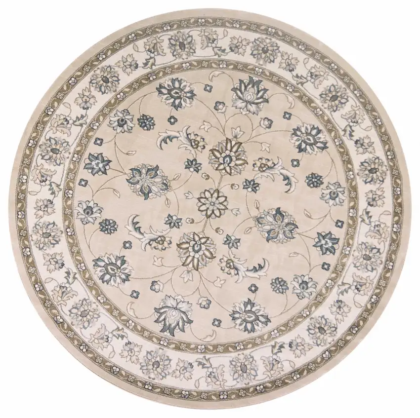 Round  Polypropylene Beige or  Ivory  Area Rug Photo 1